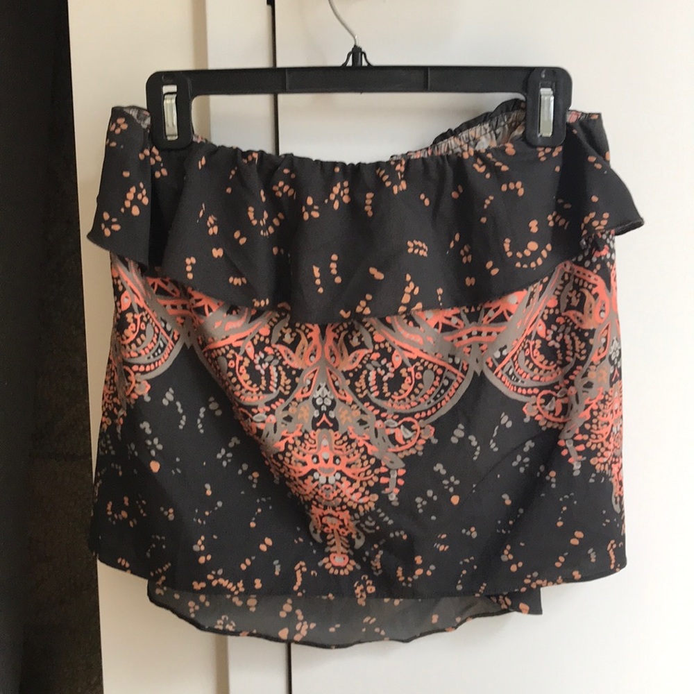 Free people strapless printed blouse